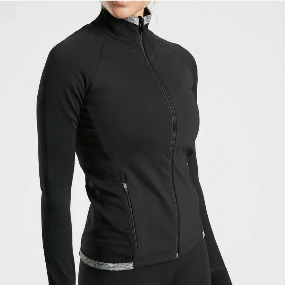 Athleta Andes Hybrid Full Zip Jacket - S Black/Grey